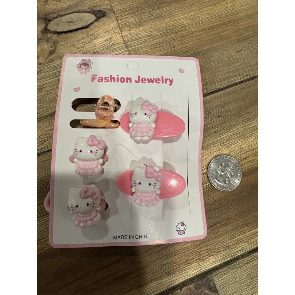 Hello Kitty Fashion Colorful Pink Barrette Cute Hair Clip for Girls 5 PC
